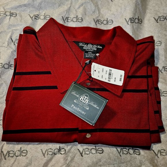 NEW BROOKS BROTHERS PRO SPORT LONG SLEEVE COUNTRY CLUB POLO RUGBY SHIRT XXL - Picture 1 of 3